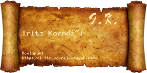 Iritz Kornél névjegykártya